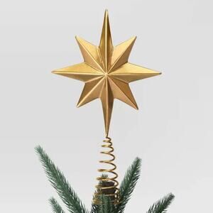 Metal 8-Point Nativity Gold Star Christmas Tree Topper 13.75" Mini Holiday Decor